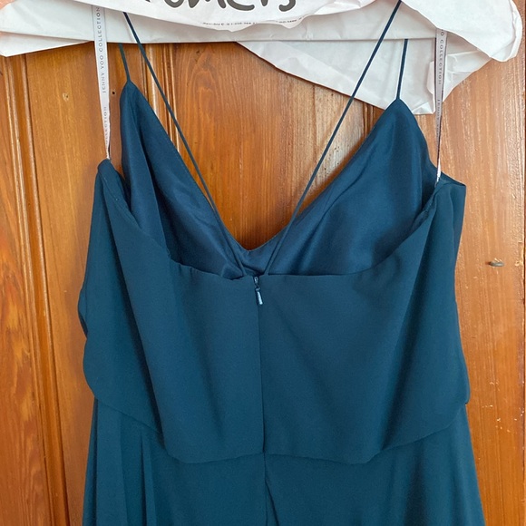 Jenny Yoo inesse spaghetti strap chiffon gown in Caspian Sea - Picture 3 of 5